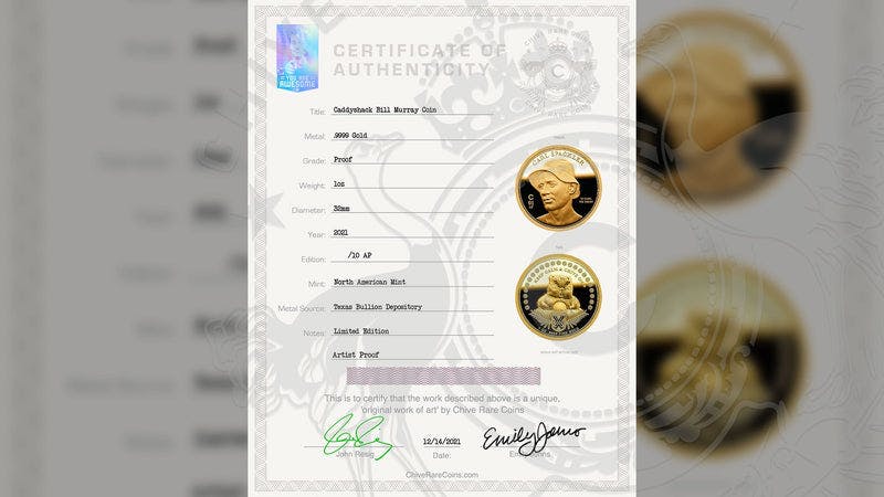 AP World's First Caddyshack Gold Coin 1 oz