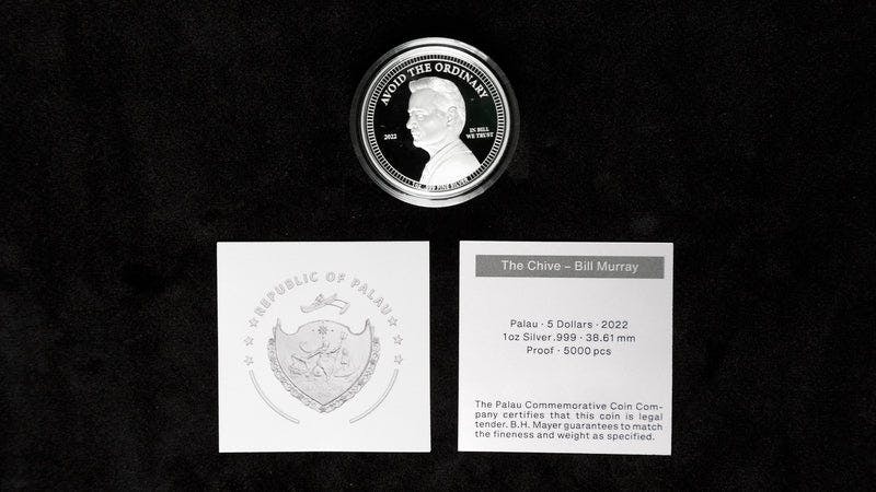 bill murray legal tender silver 1 oz coin with palau certificate of authenticity